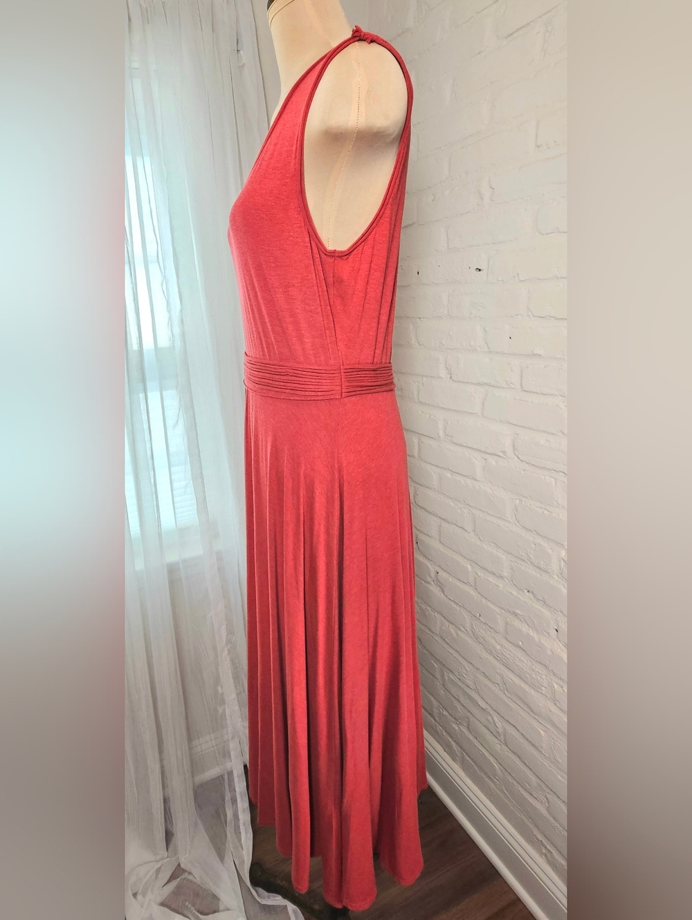 Max Studio Knit Midi Dress Size L NWT Coral Sleeveless Fit & Flare - Picture 2 of 10